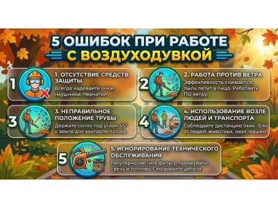 5 основных ошибок при работе с воздуходувкой (и как их избежать)