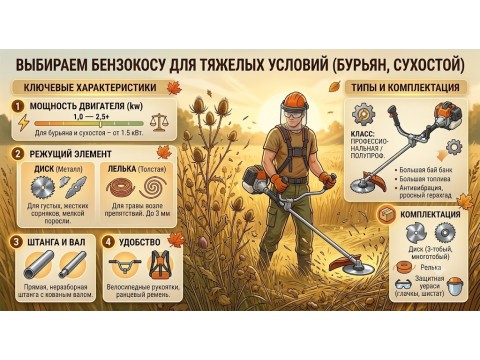 Выбираем бензокосу для обкашивания бурьяна и сухостоя в конце лета