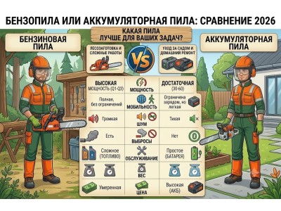 Бензопила vs аккумуляторная цепная пила: что лучше выбрать в 2026 году