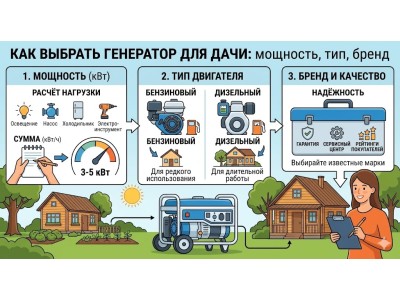 Как выбрать генератор для дачи: мощность, тип, бренд
