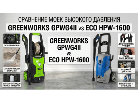 Greenworks GPWG4II vs ECO HPW-1600: какую мойку высокого давления до 160 бар выбрать