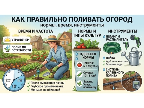 Как правильно поливать огород: нормы, время и инструменты