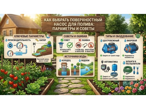 Как выбрать поверхностный насос для полива: параметры и советы