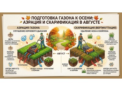 Подготовка газона к осени: аэрация и скарификация в августе