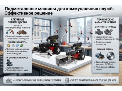 Подметальные машины для коммунальных служб: виды и характеристики