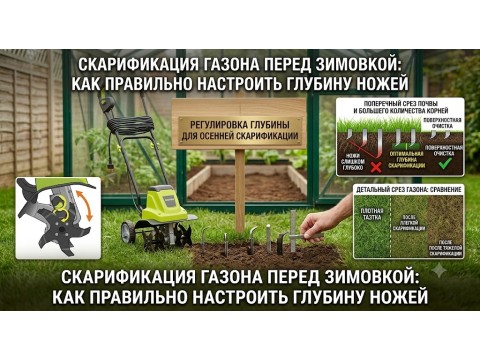 Скарификация газона перед зимовкой: как правильно настроить глубину ножей