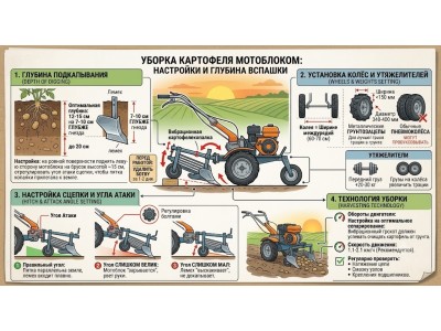Уборка картофеля мотоблоком: настройки, глубина и правильная техника