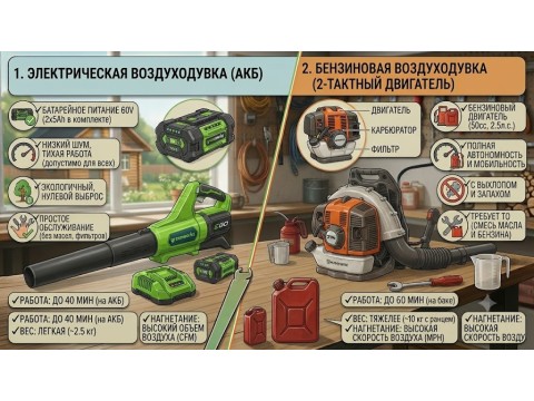 Воздуходувка бензиновая vs электрическая: какую выбрать для осеннего сезона