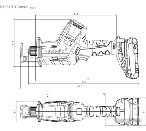 Сабельная пила Metabo SSE 18 LTX BL Compact 602366500 (с 2-мя АКБ, кейс)