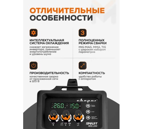 Сварочный инвертор Сварог REAL Smart MIG 200 Black (N2A5)