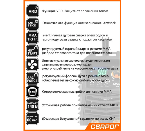 Сварочный инвертор Сварог REAL Smart ARC 200 (Z28303)