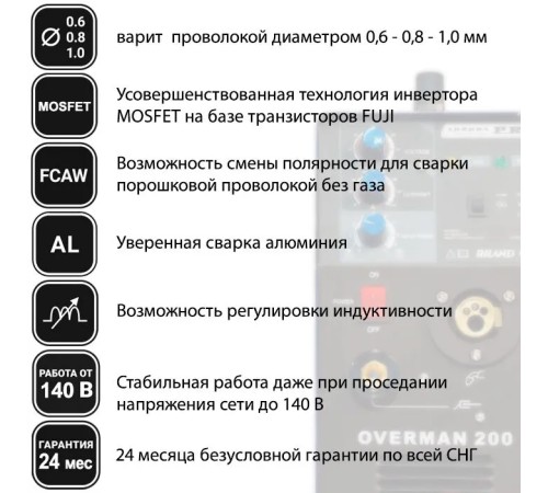 Сварочный инвертор AuroraPRO Overman 200