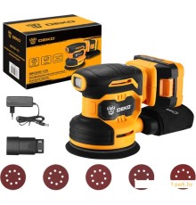 Эксцентриковая шлифмашина Deko DKCG20-125 063-4022 (с 1-м АКБ)