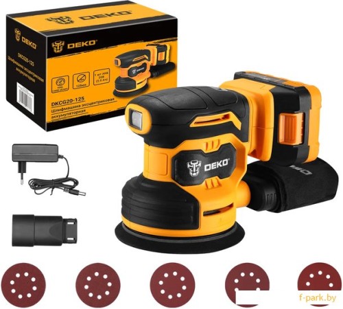 Эксцентриковая шлифмашина Deko DKCG20-125 063-4022 (с 1-м АКБ)