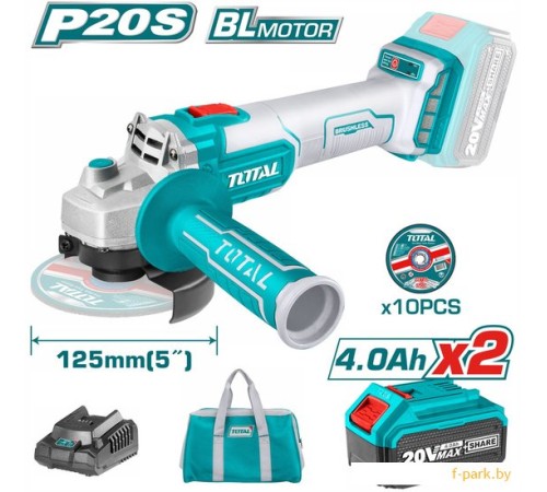 Угловая шлифмашина Total TAGLI2012582 (с 2-мя АКБ, сумка)