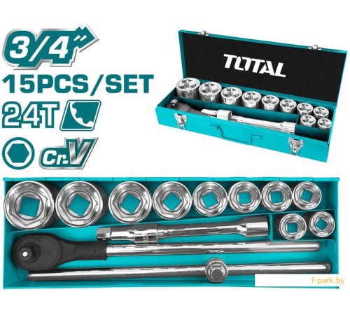 Набор трещотка с головками Total THT341151 (15 предметов)