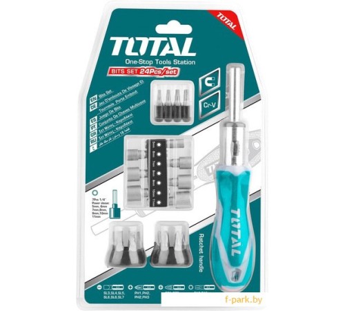 Набор отвертка с битами и головками Total TACSD30246 (24 предмета)