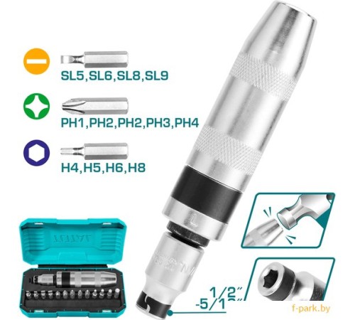 Набор отвертка с битами Total THIDS1301 (14 предметов)