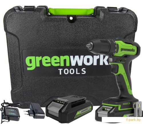 Дрель-шуруповерт Greenworks GD24DD35K2 3704007UA (с 1-м АКБ, кейс)