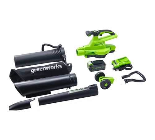 Воздуходувка-пылесос аккумуляторная Greenworks 40V GD40BVIIK5 (1хАКБ 5Ач и ЗУ)