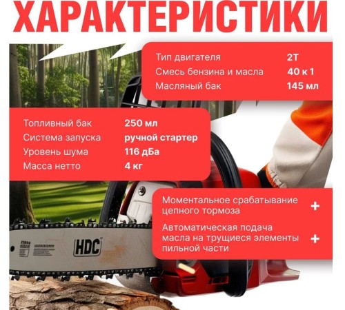 Бензопила HDC HD-C180 (без шины и цепи)