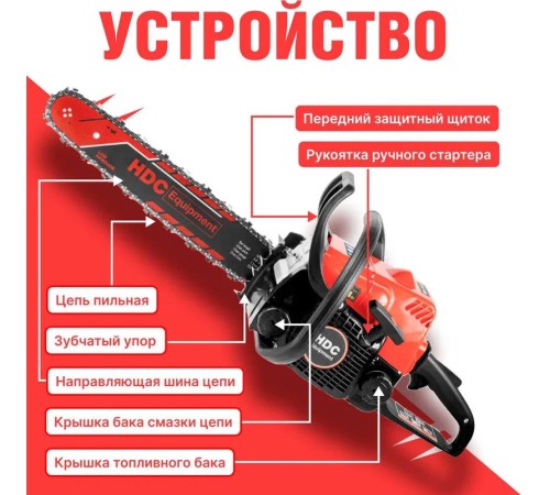 Бензопила HDC HD-C180 (шина 16)