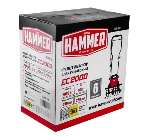 Мотокультиватор электрический Hammer EC2000