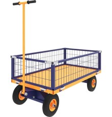 Тележка платформенная, усиленная, с поворотной осью ТПОБ 5 С (700х1200х300) колёса пневмо d250мм.