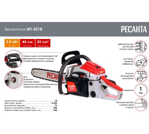 Бензопила Ресанта БП-5218