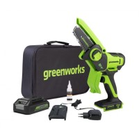Мини пила аккумуляторная Greenworks 24V G24MCS10 (1хАКБ 4Ач и ЗУ)