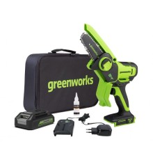 Мини пила аккумуляторная Greenworks 24V G24MCS10 (1хАКБ 4Ач и ЗУ)