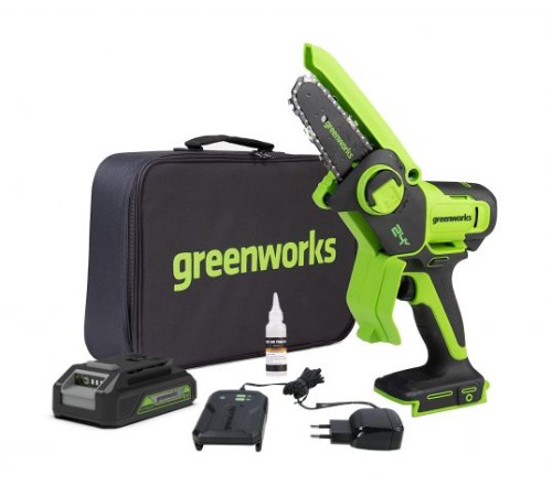 Мини пила аккумуляторная Greenworks  24V G24MCS10 (1хАКБ 4Ач и ЗУ)
