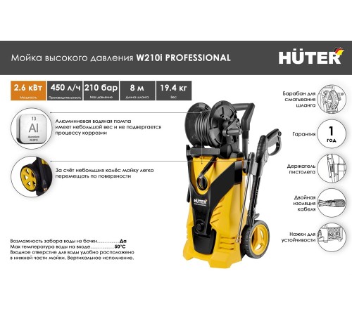 Мойка высокого давления Huter W210i PROFESSIONAL