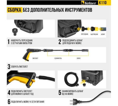 Мойка высокого давления Kolner K110
