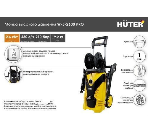 Мойка высокого давления Huter W-5-2600 PRO