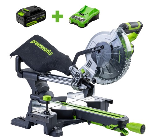 Торцовочная пила Greenworks GD24MS216 24V (1хАКБ 4Ач и ЗУ)