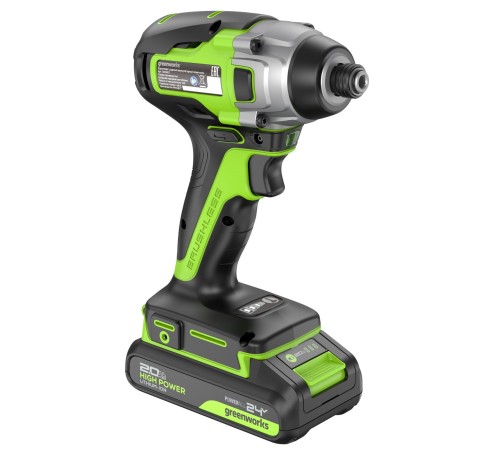 Винтоверт ударный аккумуляторный Greenworks 24V GD24ID3 (1 АКБx2Ач и ЗУ)