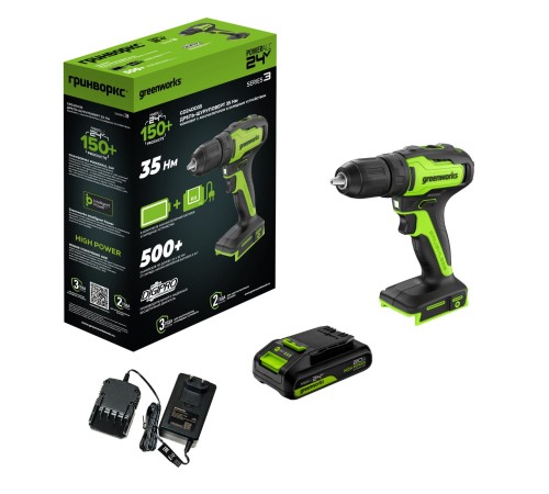 Винтоверт ударный аккумуляторный Greenworks 24V GD24ID3 (1 АКБx4Ач и ЗУ)