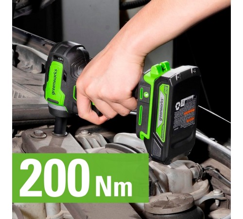 Гайковерт ударный аккумуляторный Greenworks 24V G24IW200 (1 АКБх2Ач и ЗУ)