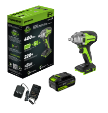 Гайковерт ударный аккумуляторный Greenworks 24V GD24IW400 (1АКБх4Ач и ЗУ)