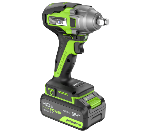 Гайковерт ударный аккумуляторный Greenworks 24V GD24IW400 (1АКБх4Ач и ЗУ)