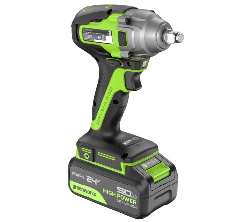 Гайковерт ударный аккумуляторный Greenworks 24V GD24IW400 (1хАКБх5Ач и ЗУ)