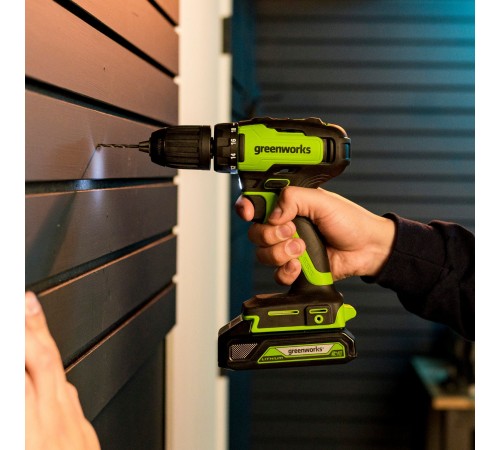 Дрель-шуруповерт аккумуляторная  Greenworks 24V GD24DD35 (2хАКБ 2Ач и ЗУ)
