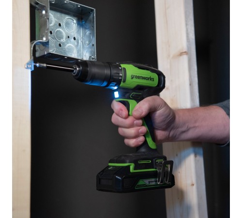 Дрель-шуруповерт аккумуляторная  Greenworks 24V GD24DD35 (2хАКБ 2Ач и ЗУ)