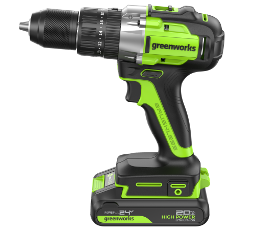 Дрель-шуруповерт ударная аккумуляторная Greenworks 24V GD24DD60 (1хАКБ 2Ач и ЗУ)