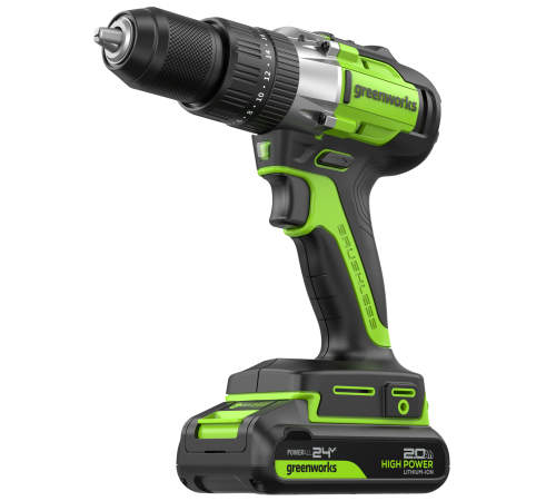 Дрель-шуруповерт ударная аккумуляторная Greenworks 24V GD24DD60 (2хАКБ 2Ач и ЗУ)
