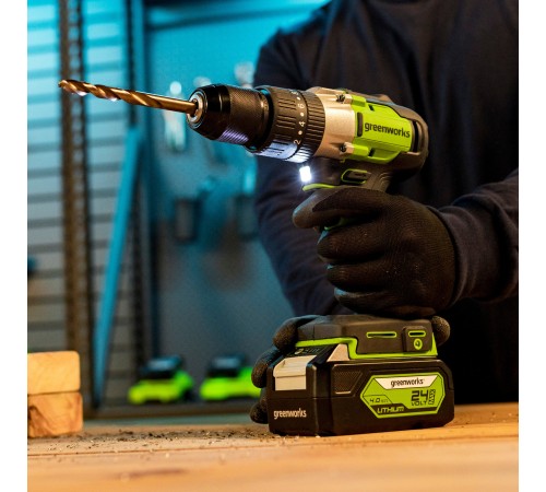 Дрель-шуруповерт ударная аккумуляторная Greenworks 24V GD24DD60 (2хАКБ 2Ач и ЗУ)