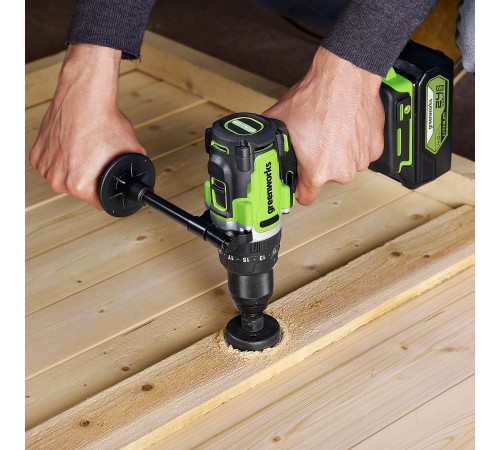 Дрель-шуруповерт ударная аккумуляторная Greenworks 24V GD24DD140 (2хАКБ 4Ач и ЗУ)
