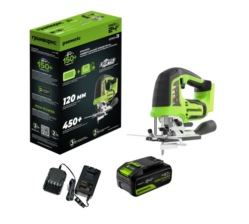 Лобзик аккумуляторный  Greenworks 24V GD24JS120 (1хАКБ 4Ач и ЗУ)