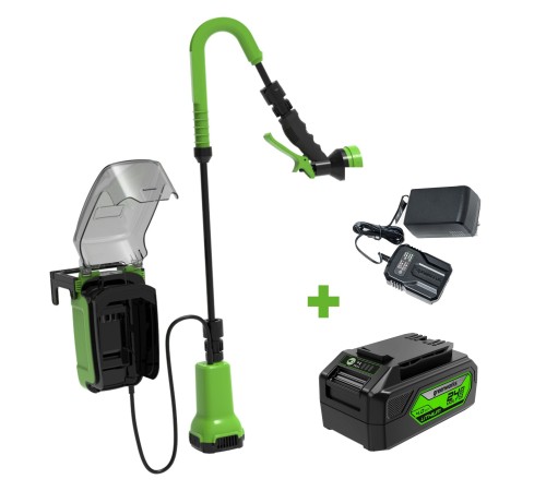 Насос аккумуляторный для полива из бочки Greenworks 24V G24SWP (1хАКБ 4Ач, ЗУ)